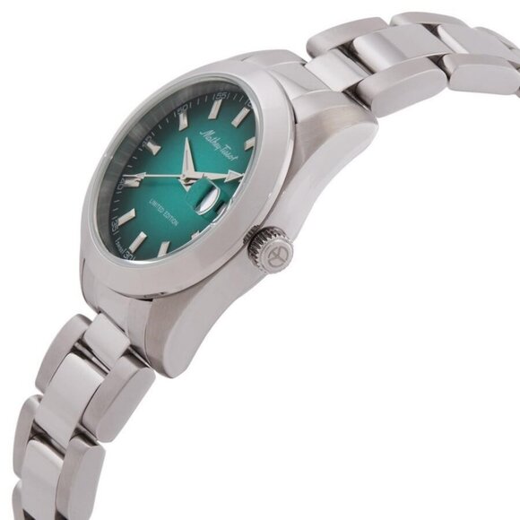 NWT Authentic Mathey-Tissot Mathy Sunray Quartz Green Dial Women's Watch - Picture 2 of 3